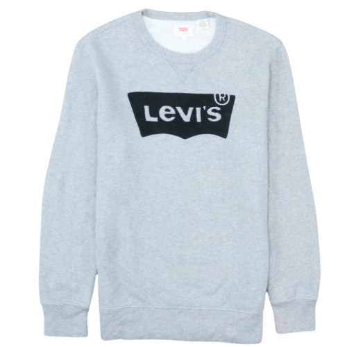Levi's Women Grey Logo Crew Neck Pullover Sweatshirt Size S