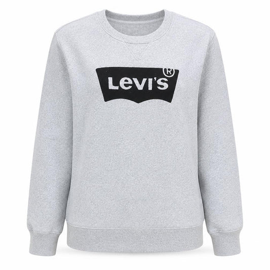 Front view of Levi's Women Grey Logo Crew Neck Pullover Sweatshirt, size S