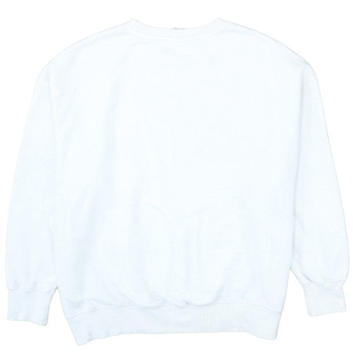 Nike Womens White Blue Logo Crew Neck Pullover Sweatshirt XL