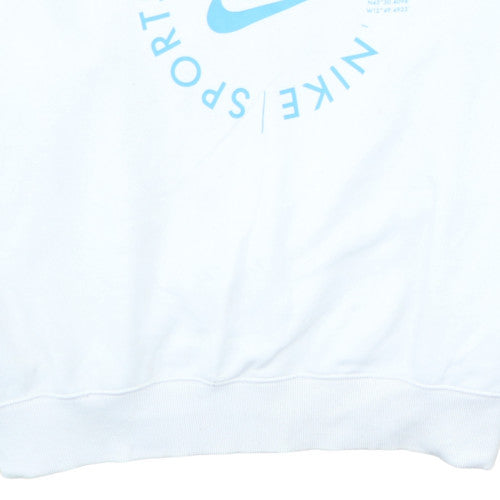 Nike Womens White Blue Logo Crew Neck Pullover Sweatshirt XL