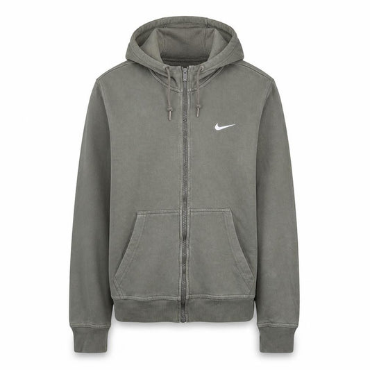 Front view of Nike Women’s Grey Full Zip Hoodie Medium Cotton Blend Casual