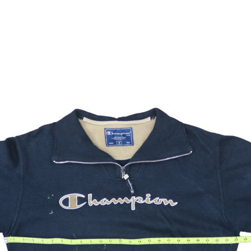 Champion Men's Blue 1/4 Zip Embroidered Logo Fleece Sweatshirt M