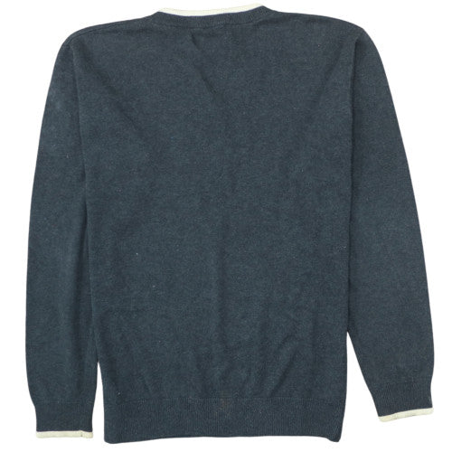 Fred Perry Men's Grey Wool V-Neck Jumper Size S Classic Knit