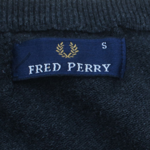 Fred Perry Men's Grey Wool V-Neck Jumper Size S Classic Knit