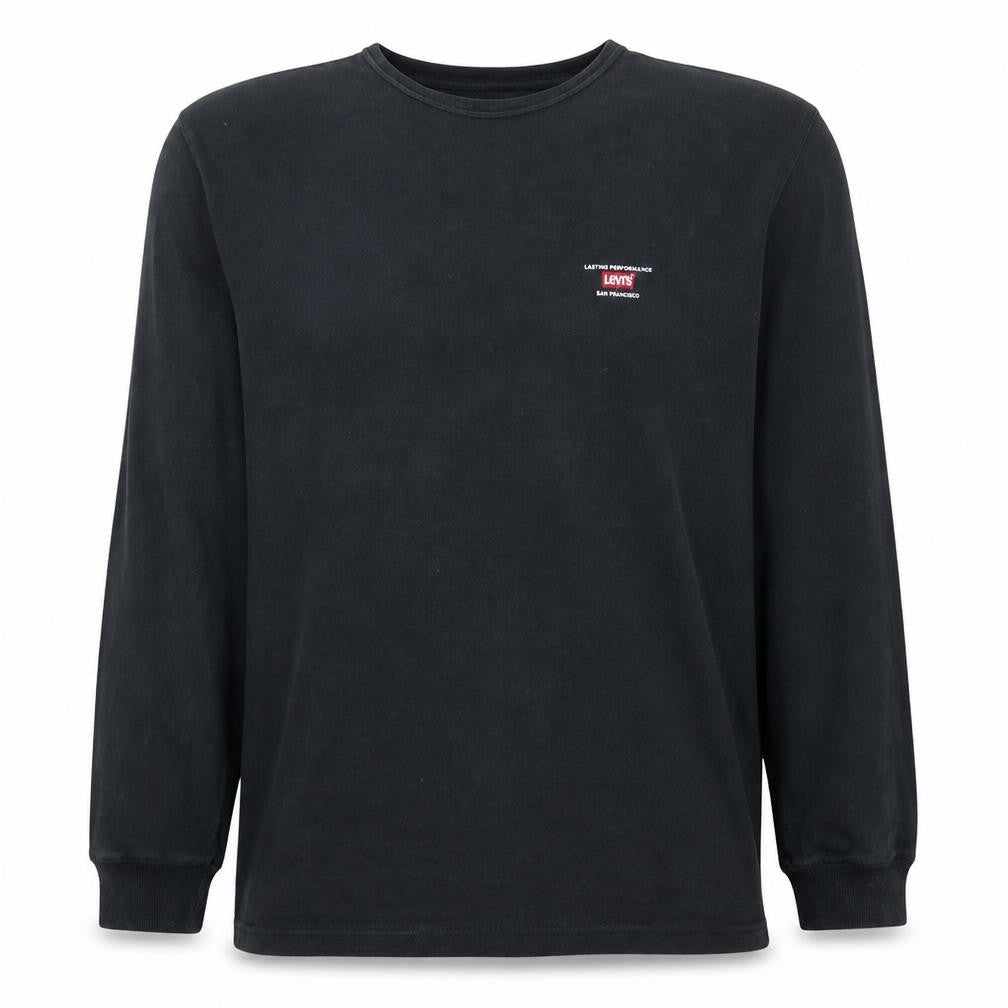 Front view of Levi's Men's Black Crew Neck Cotton Pullover Sweatshirt L