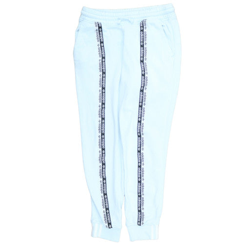 adidas Womens Blue Jogger Trousers Size 14 Logo Stripe Cuffed Track Pants
