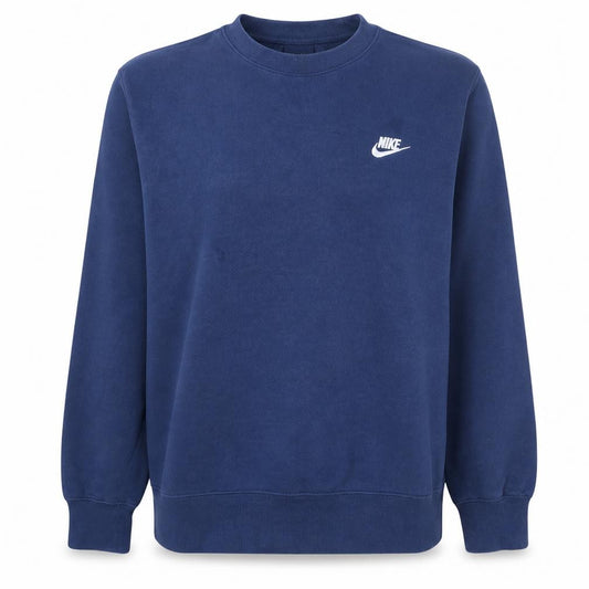 Front view of Nike Women’s Blue Pullover Sweatshirt Medium Cotton Blend Logo