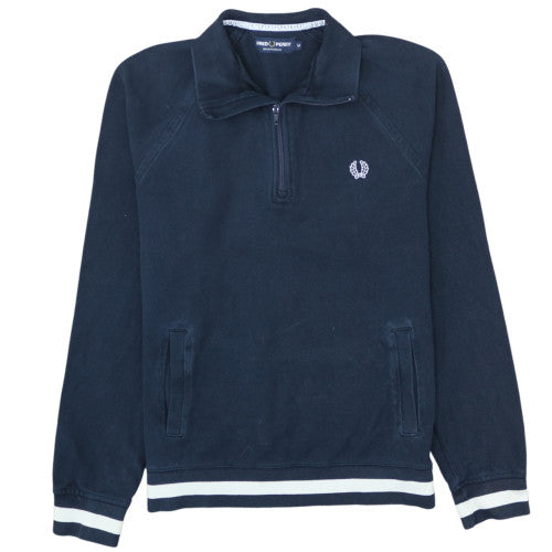 Fred Perry Men’s Blue 1/4 Zip Sweatshirt M Cotton Blend