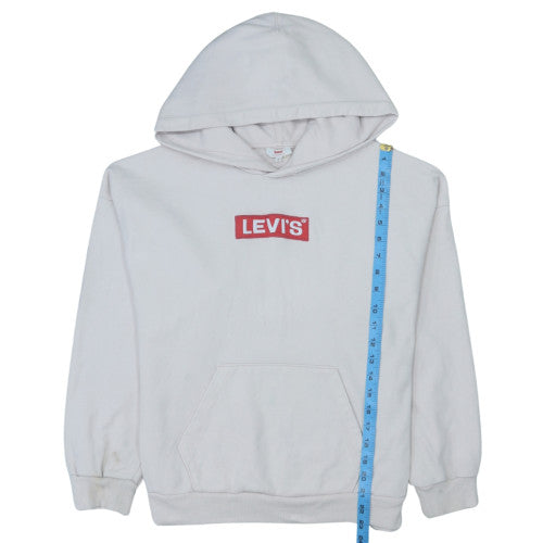 Levi's Women White Small Pullover Hoodie with Logo Front