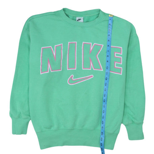 Nike Womens Green Small Pullover Sweatshirt Crew Neck Logo Print