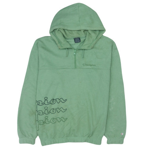 Champion Womens Green 1/4 Zip Hooded Pullover Sweatshirt Medium