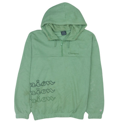 Champion Womens Green 1/4 Zip Hooded Pullover Sweatshirt Medium