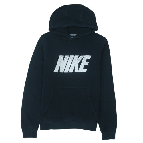 Nike Women Black Pullover Hoodie Medium Logo Front Cotton Blend