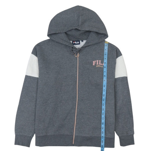 FILA Women's Grey Full Zip Hoodie Sweatshirt Size L