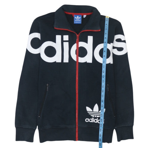 Adidas Mens Black Medium Track Jacket Zip Front Logo Cotton Blend