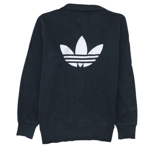 Adidas Mens Black Medium Track Jacket Zip Front Logo Cotton Blend
