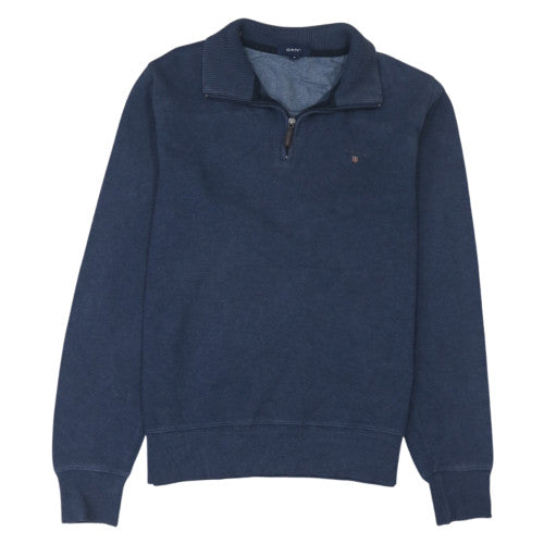 GANT Men's Blue 1/4 Zip Cotton Sweatshirt Size M Mock Neck