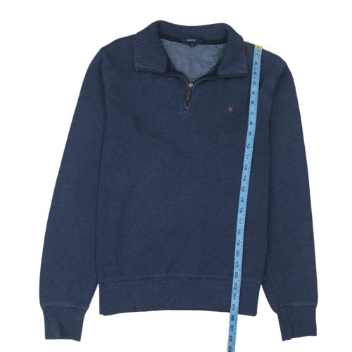 GANT Men's Blue 1/4 Zip Cotton Sweatshirt Size M Mock Neck