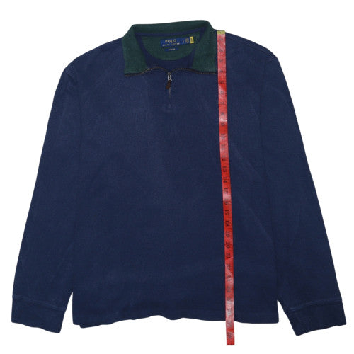 Ralph Lauren Men's Blue Cotton 1/4 Zip Collared Sweatshirt L
