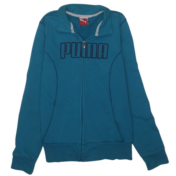 Puma Women Blue Full Zip Track Jacket Size 14 Cotton Blend