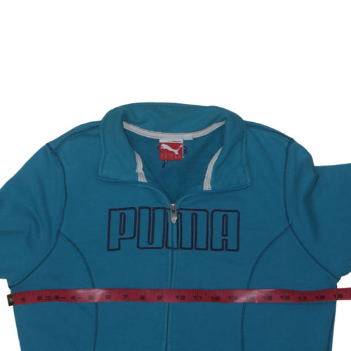 Puma Women Blue Full Zip Track Jacket Size 14 Cotton Blend