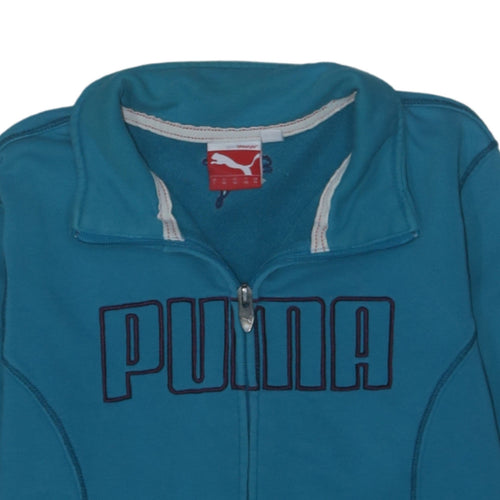 Puma Women Blue Full Zip Track Jacket Size 14 Cotton Blend