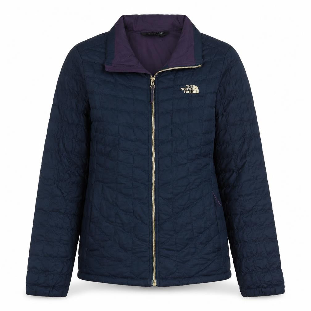Front view of The North Face Women's Blue Quilted Lightweight Jacket, size M