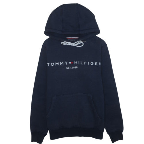 Tommy Hilfiger Men's Blue Pullover Hoodie Small Fleece Logo Sweatshirt