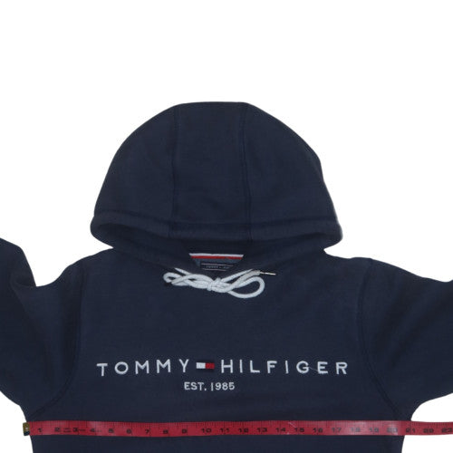 Tommy Hilfiger Men's Blue Pullover Hoodie Small Fleece Logo Sweatshirt