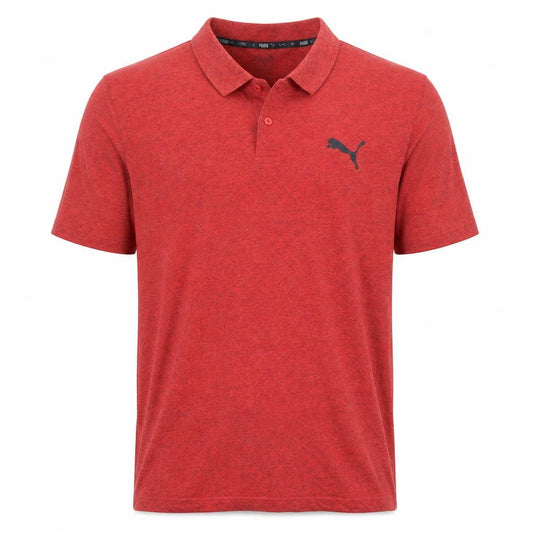 Front view of Puma Men's Red Short Sleeve Polo Shirt, size L, Classic Fit