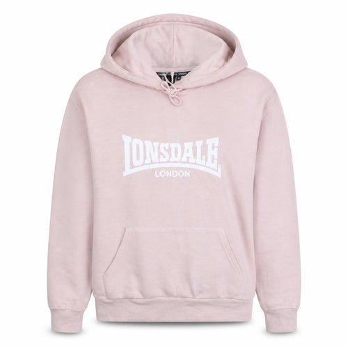 Lonsdale Women Pink Pullover Hoodie Size 12 Cotton Blend Sweatshirt