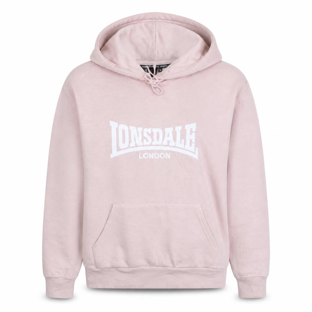 Lonsdale Women Pink Pullover Hoodie Size 12 Cotton Blend Sweatshirt