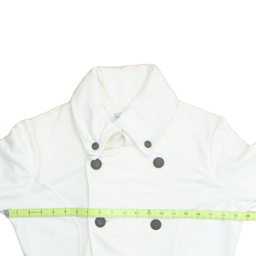 Ralph Lauren Polo Jeans Women’s White Button Full Zip Sweatshirt Jacket M