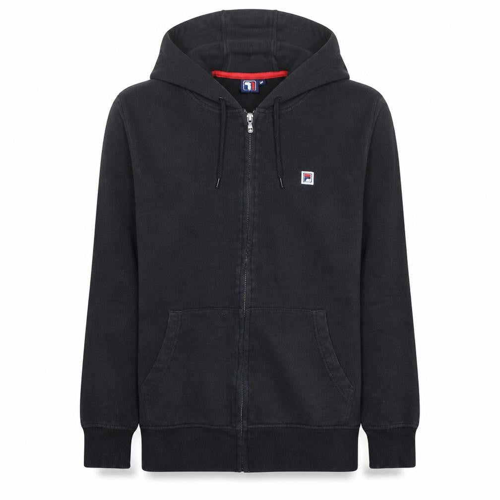 Front view of Fila Men's Black Full Zip Hoodie Medium Regular Fit Fleece