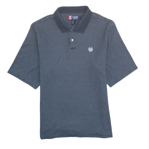 Chaps Men's Blue Striped Polo Shirt Size L Short Sleeve Cotton Blend