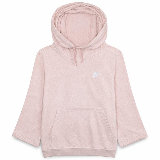 Front view of Nike girls’ pink pullover hoodie 12 years hooded fleece sweatshirt