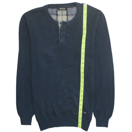 Barbour Men's Blue S Henley Cotton Knit Jumper