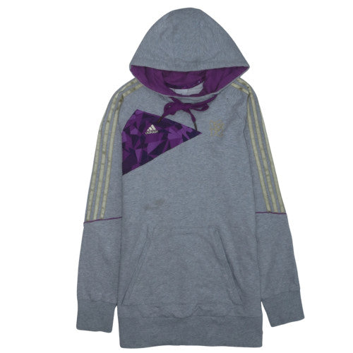 Adidas Women Grey Purple Hooded Pullover Sweatshirt Size 10 Regular