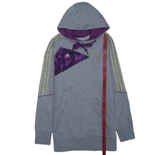 Adidas Women Grey Purple Hooded Pullover Sweatshirt Size 10 Regular
