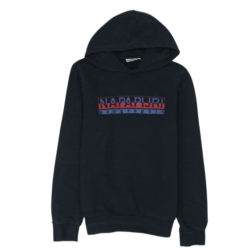 Napapijri Mens Black Pullover Hoodie M Logo Graphic Cotton