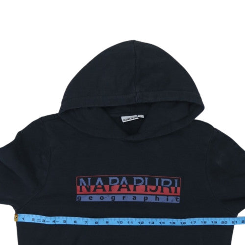 Napapijri Mens Black Pullover Hoodie M Logo Graphic Cotton