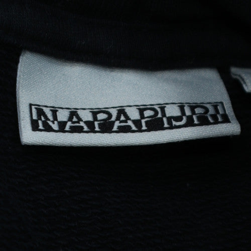 Napapijri Mens Black Pullover Hoodie M Logo Graphic Cotton