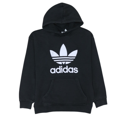 Adidas Womens Black Pullover Hoodie Size 16 Logo Graphic Hooded Sweatshirt