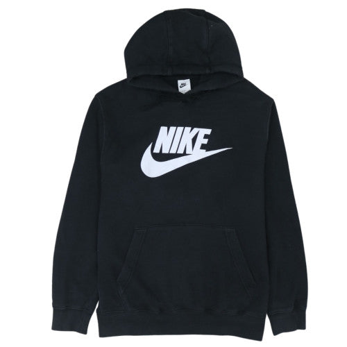 Nike Women's Black Pullover Hoodie L Logo Print Cotton Blend