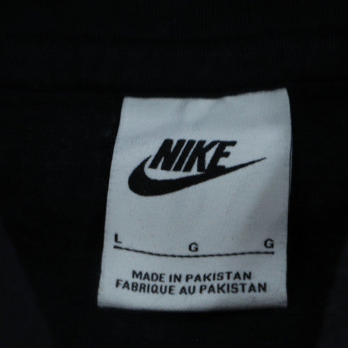 Nike Women's Black Pullover Hoodie L Logo Print Cotton Blend