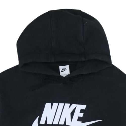 Nike Women's Black Pullover Hoodie L Logo Print Cotton Blend