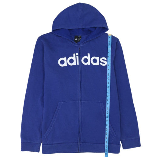 Adidas Women Blue Full Zip Hoodie XL Cotton Blend Casual