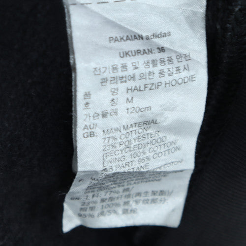 Adidas Womens Black Half Zip Hoodie M Cotton Blend Logo Pullover