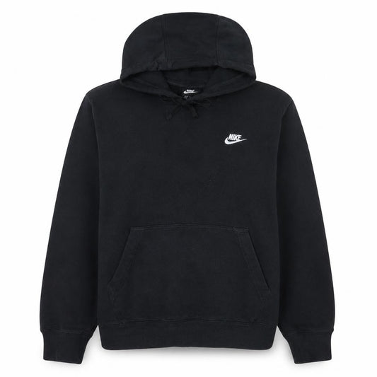 Front view of Nike women’s black m pullover hoodie 80% cotton 20% polyester