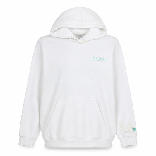 Front view of Adidas Women’s White Pullover Hoodie L Sports Club Graphic Cotton Blend